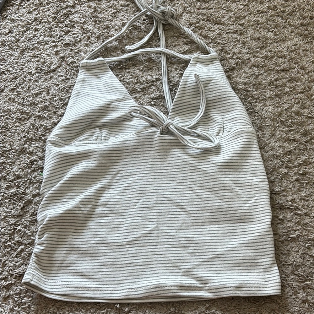 Edikted White and Gray Striped Camisole